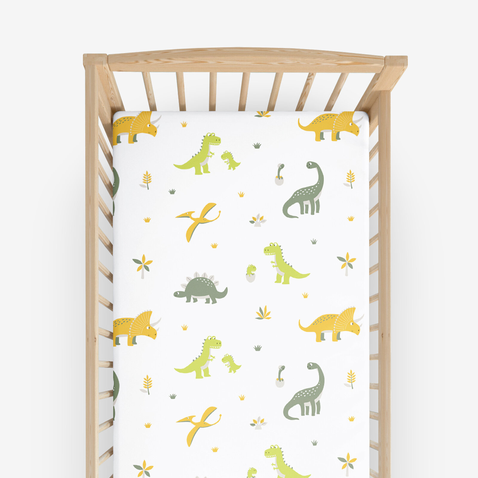 Spannbetttuch aus Baumwolle für Babybetten - Dino-Abenteuer
