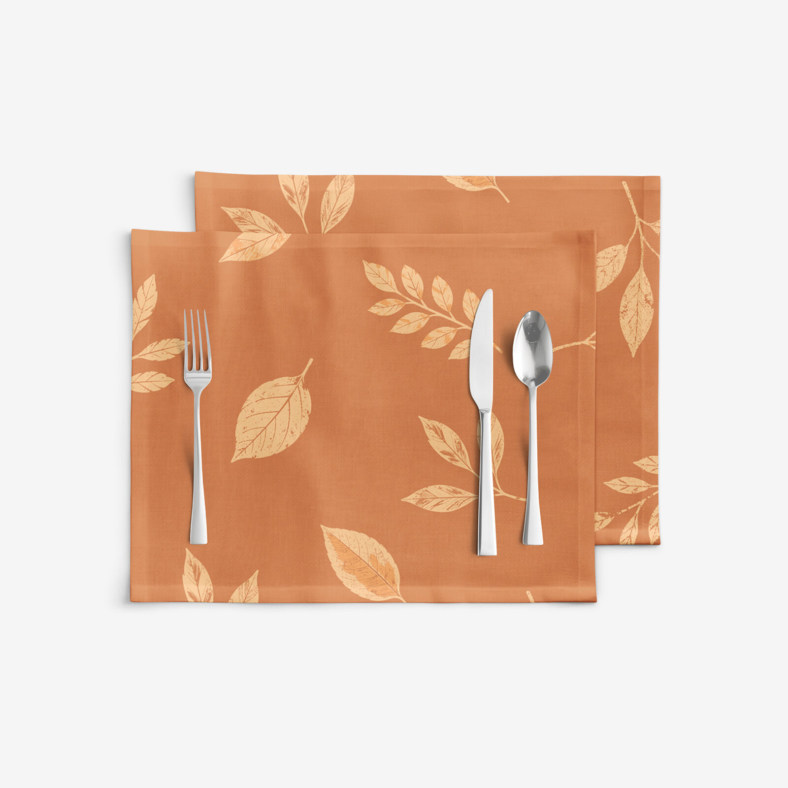 Tischset 100% Baumwolle - Orange Herbstblätter - 2 Stück