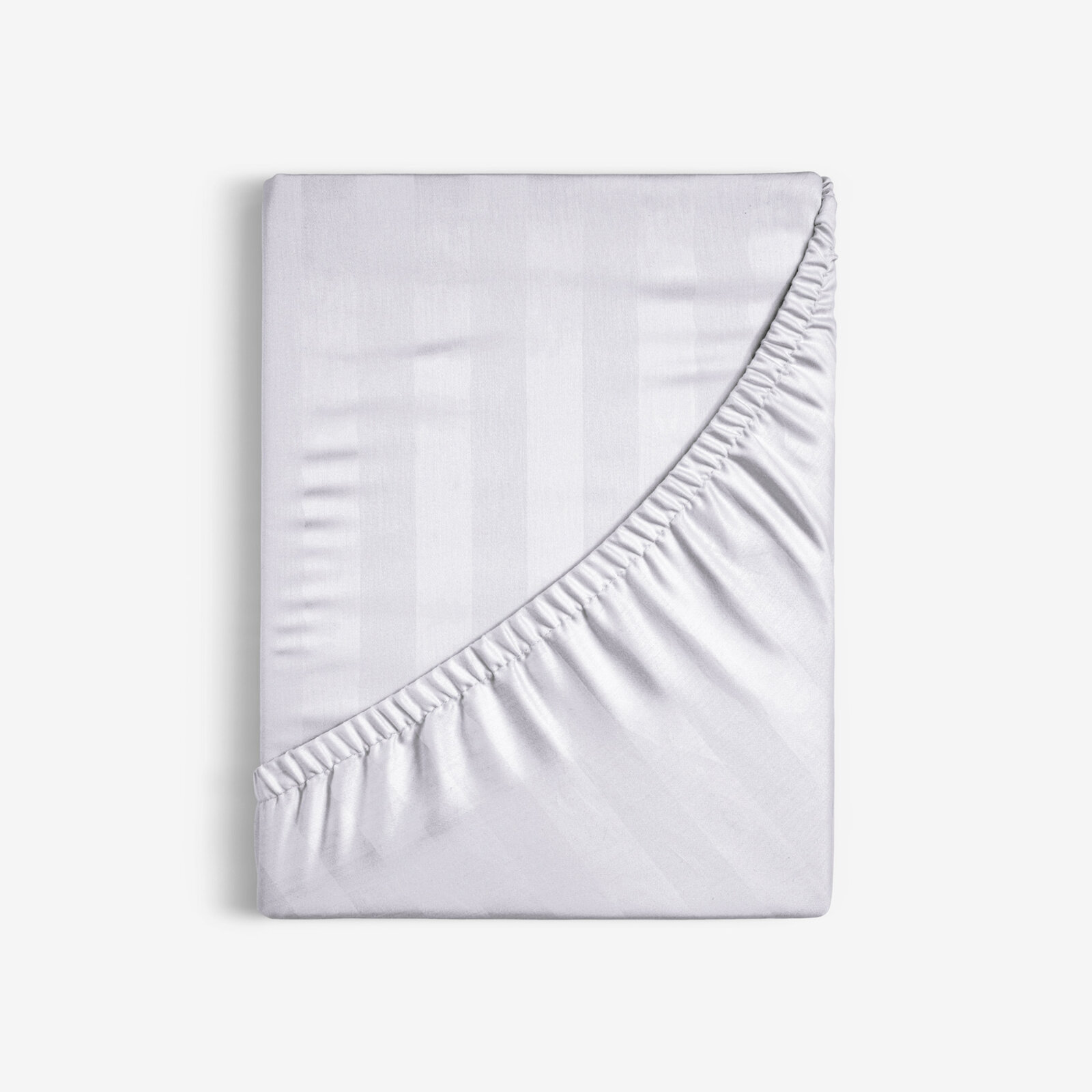 Spannbettlaken aus Damask - hellgraue Streifen mit Satin-Glanz