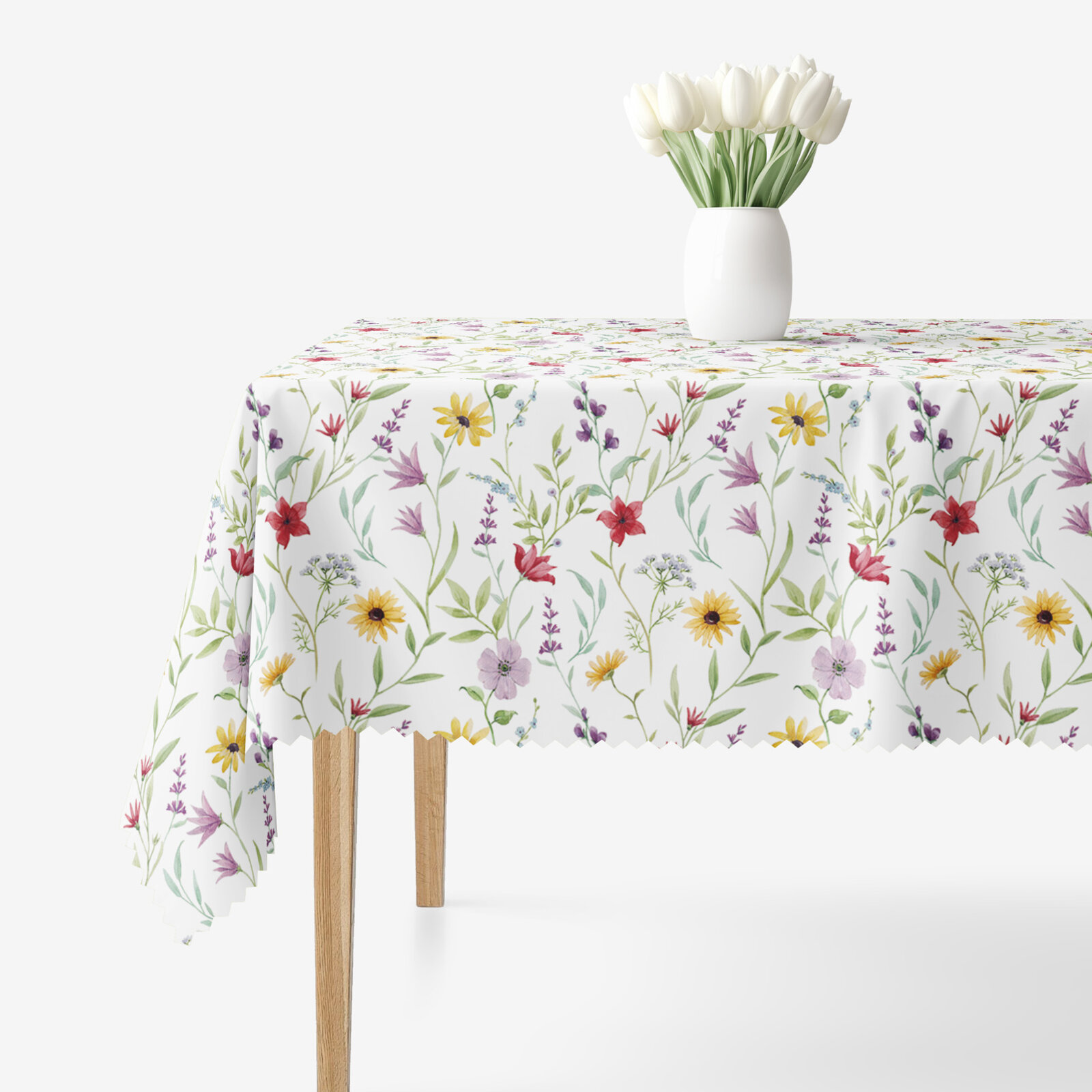 Eckige Tischdecke Teflon - bunte Frühlingsblumen
