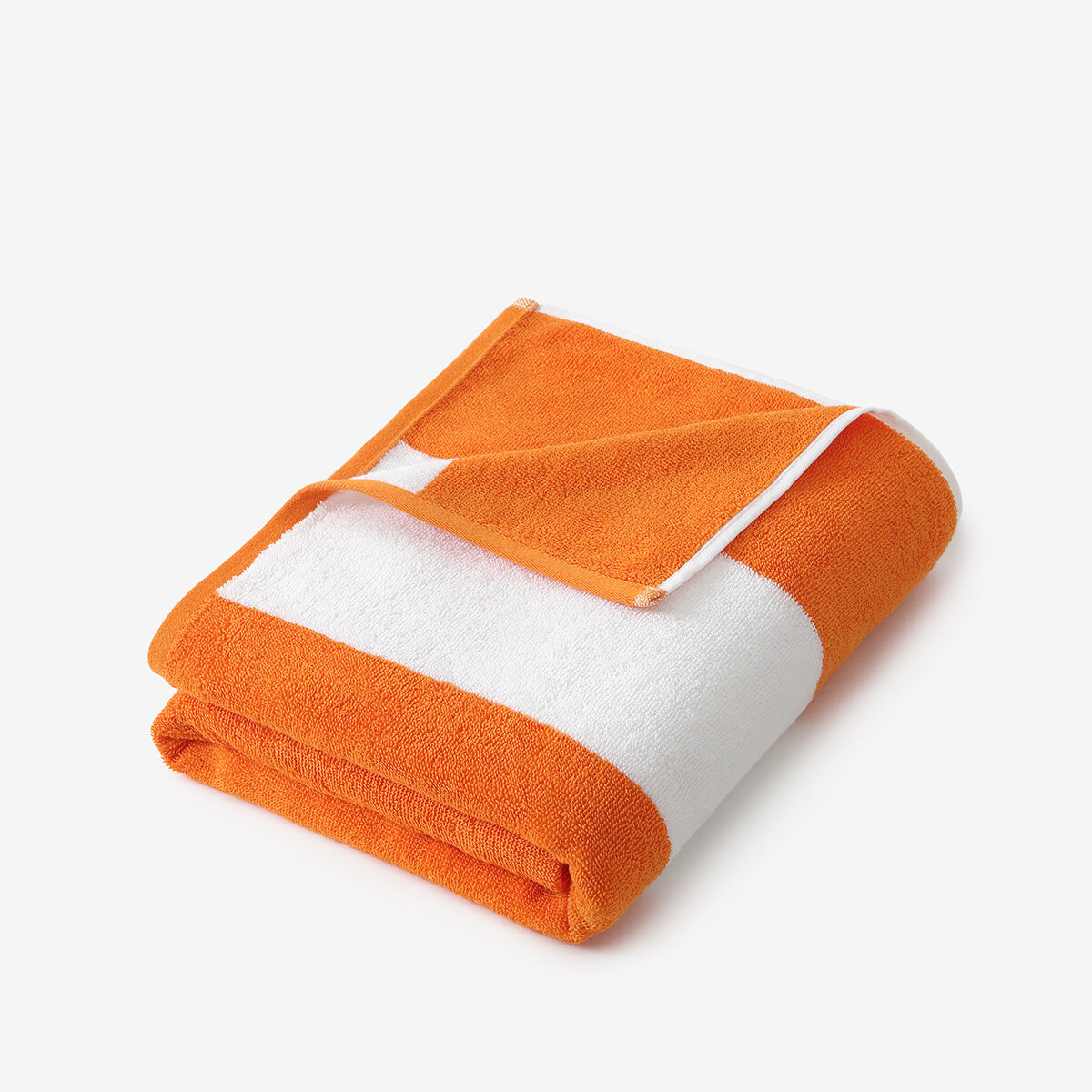 Strandtuch – Neonorange mit weißen Streifen