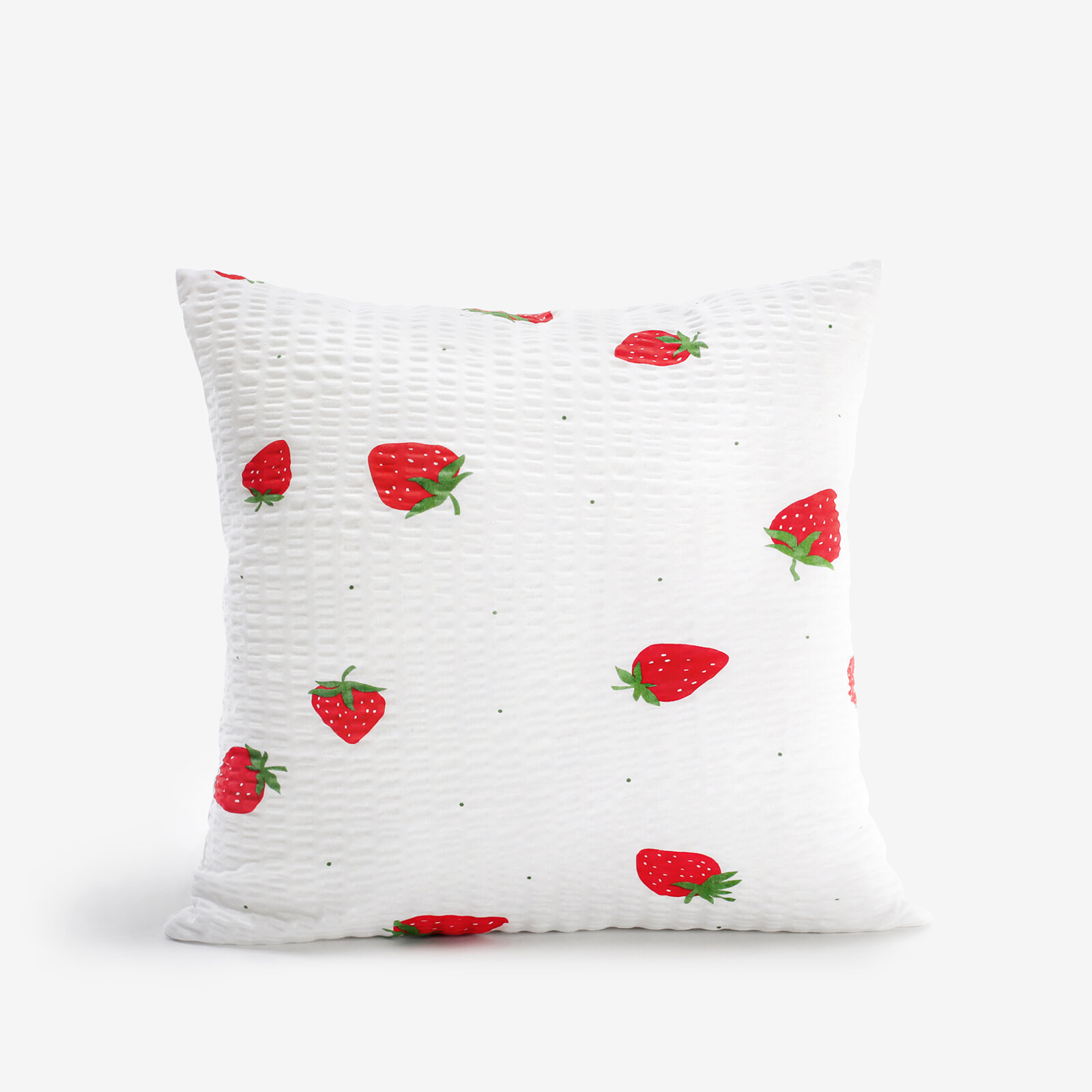 Seersucker-Kissenbezug - frische Erdbeeren