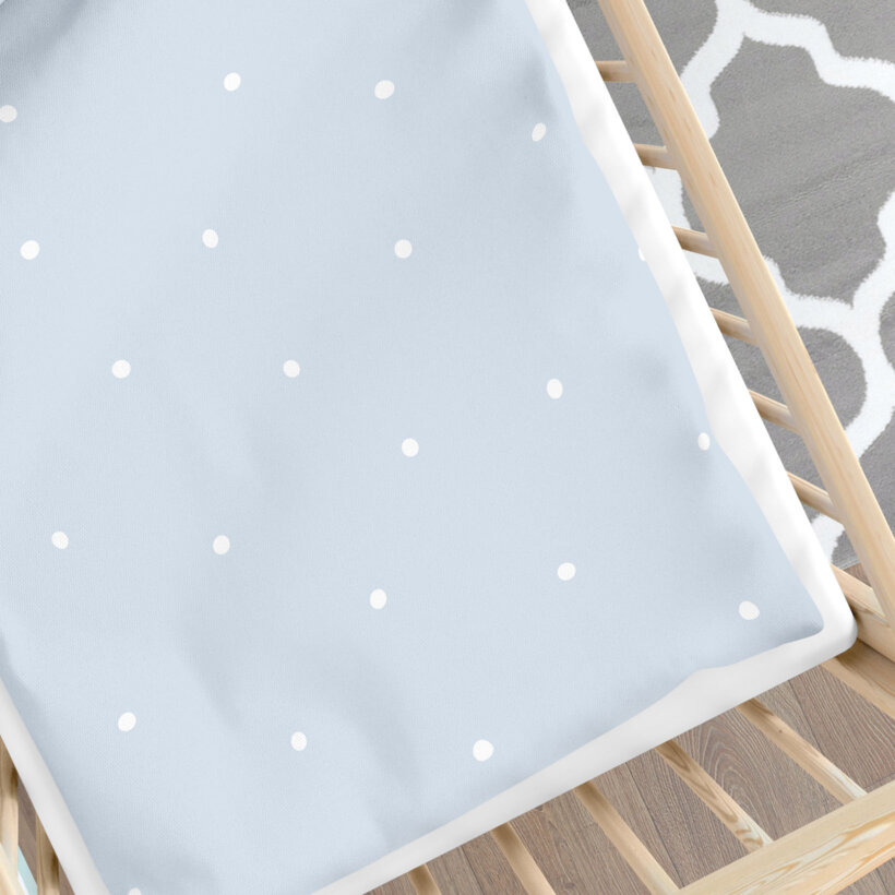 Bettwäsche für Babybetten aus Baumwolle - Pünktchen auf Himmelblau