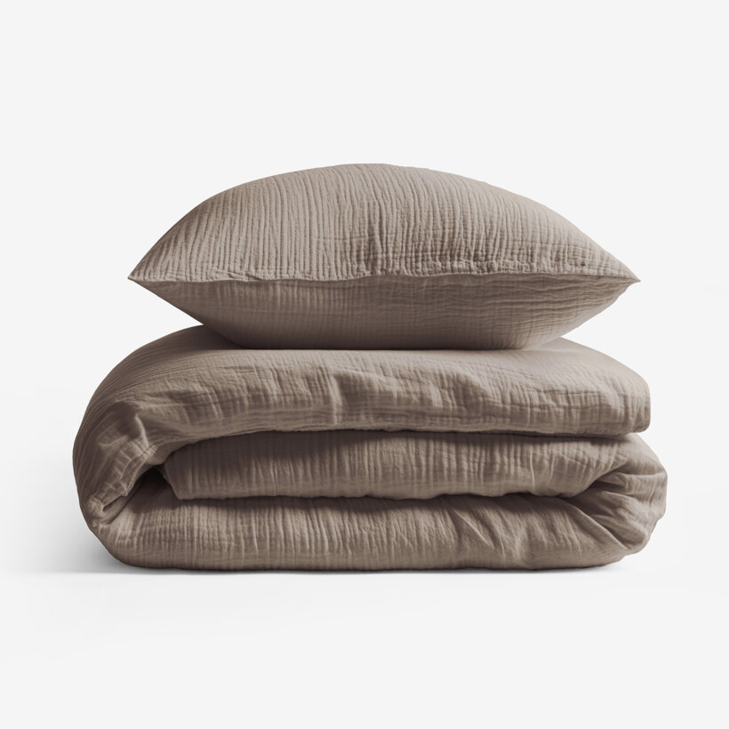 Musselin-Bettwäsche – kaffeebraun