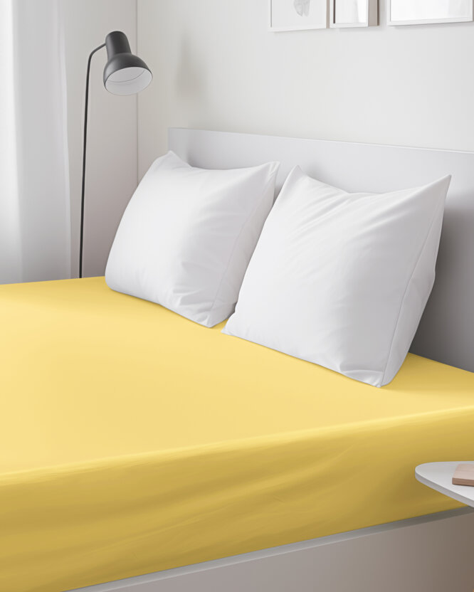 Spannbettlaken aus Baumwolle - gelb