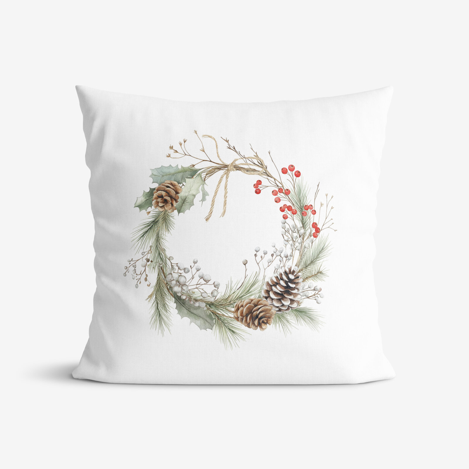 Weihnachtlicher dekorativer Kissenbezug - Tannenzweigkranz