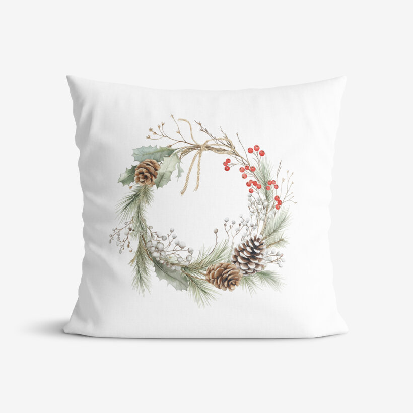 Weihnachtlicher dekorativer Kissenbezug - Tannenzweigkranz