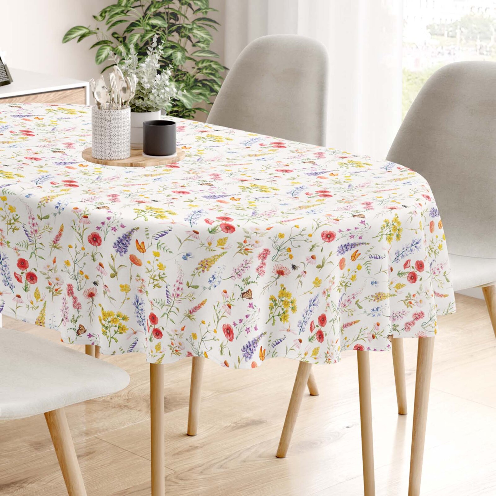 Ovale Tischdecke Valencia - Blühende Wiese