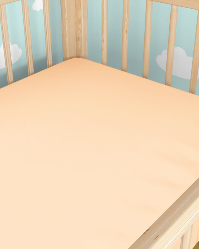 Spannbetttuch aus Baumwolle für Babybetten - apricot