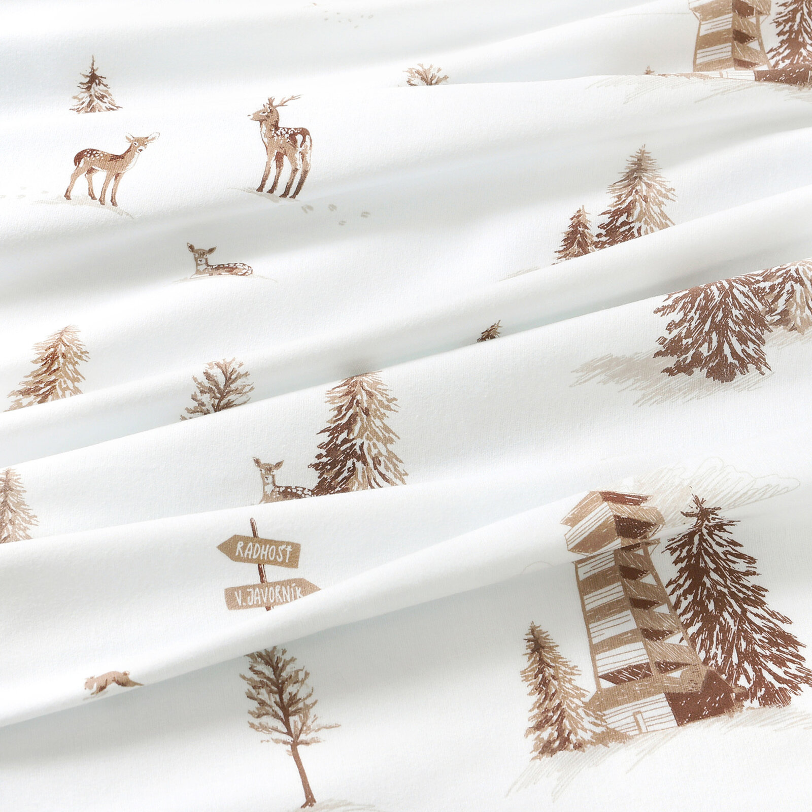 Weihnachtlicher Flanellstoff - Berge