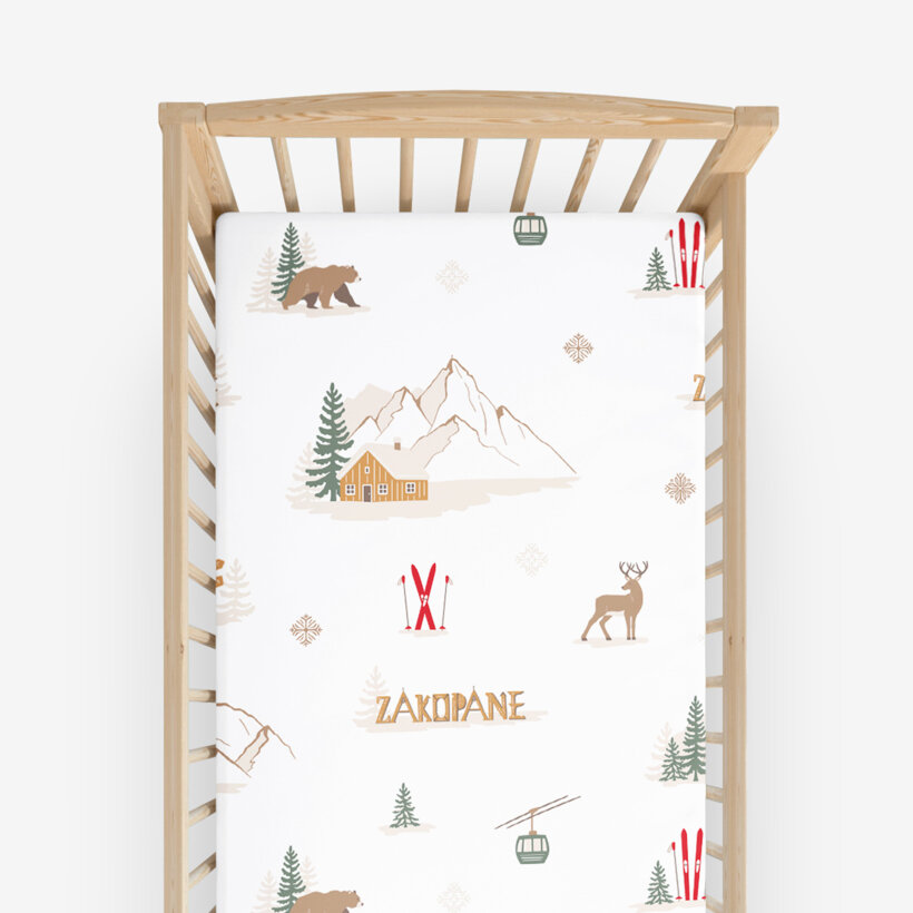 Weihnachtliches Spannbetttuch aus Baumwolle für Babybetten - Zakopane