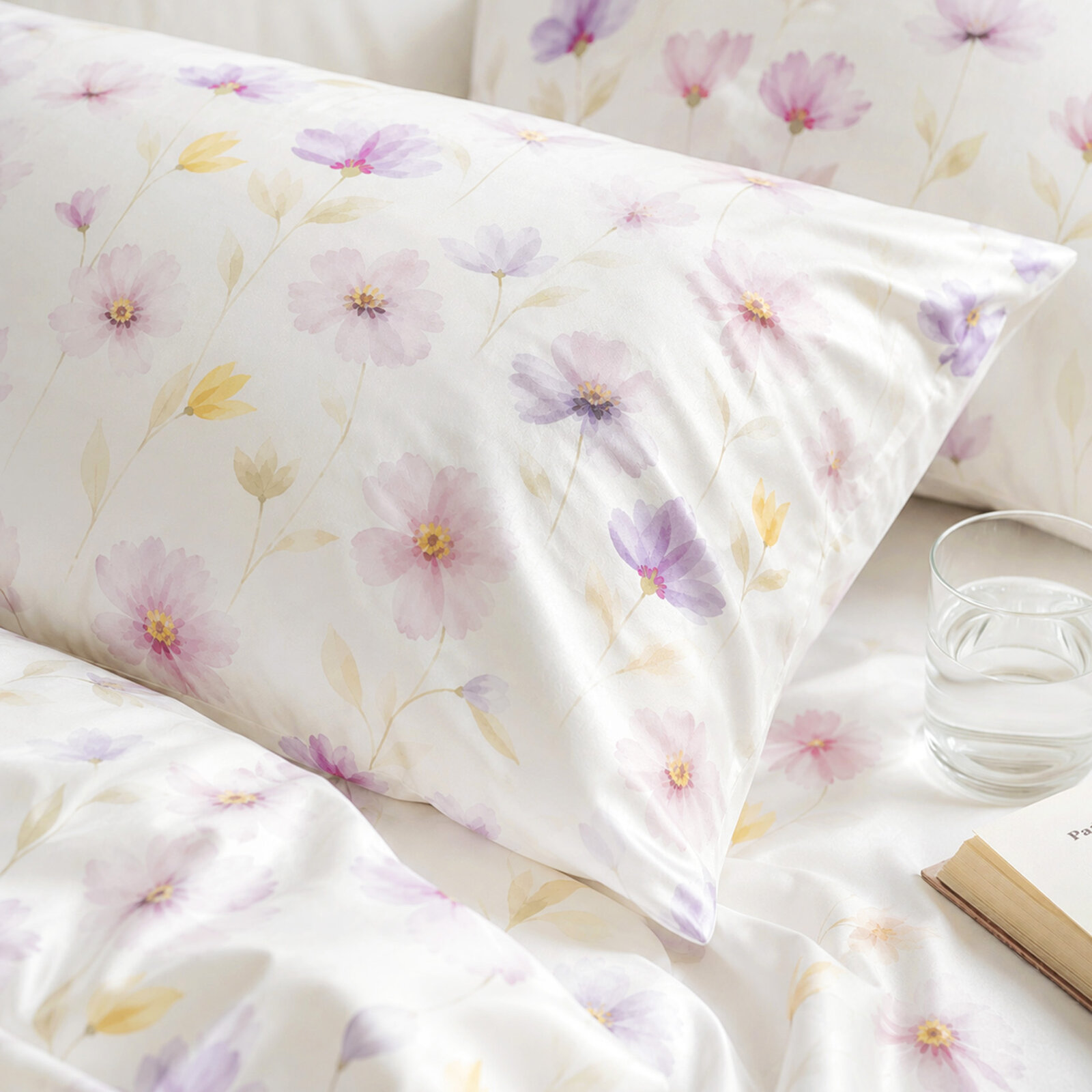 Bettwäsche aus Baumwolle-Satin - Lila Blüten