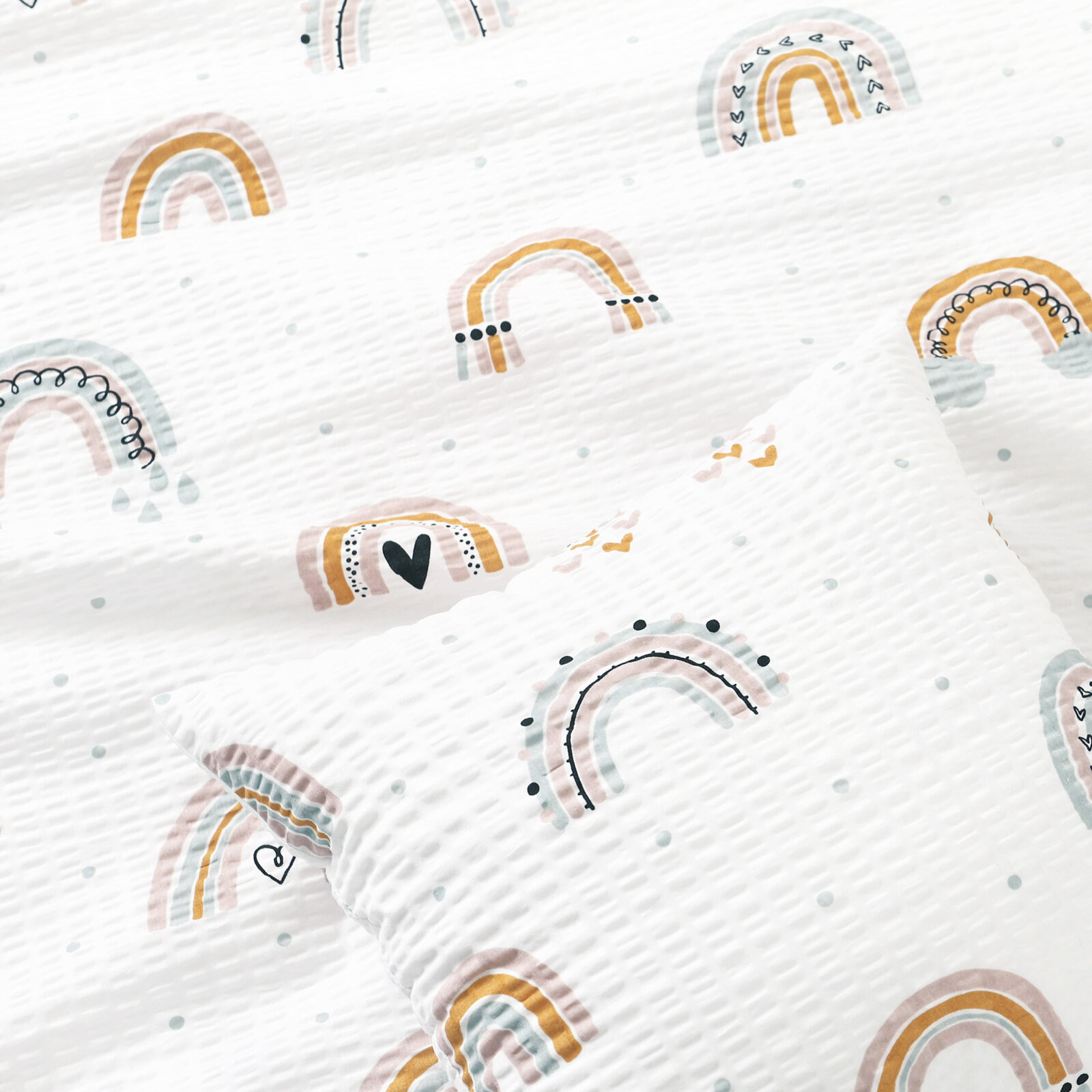 Kinder-Seersucker-Kissenbezug - gemalte Regenbögen