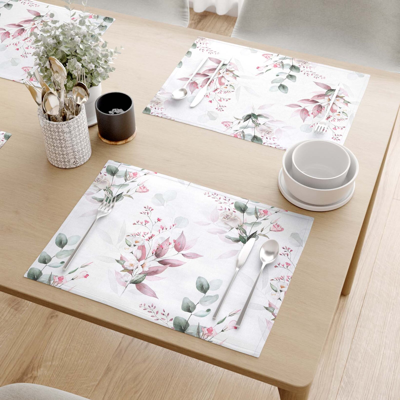 Tischset 100% Baumwolle Deluxe - zarte Rosen - 2 Stück