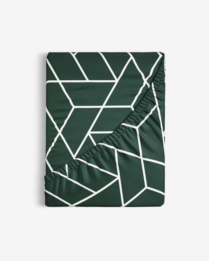 Spannbettlaken aus Baumwolle - Mosaik auf Dunkelgrün
