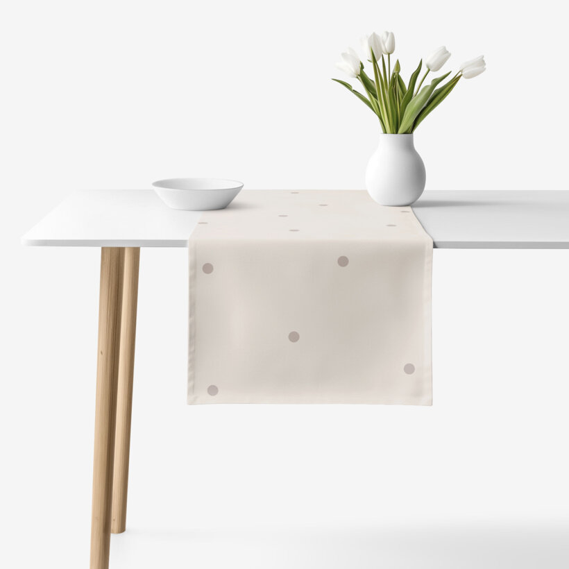 Tischläufer aus 100% Baumwolle - Pünktchen auf Beige