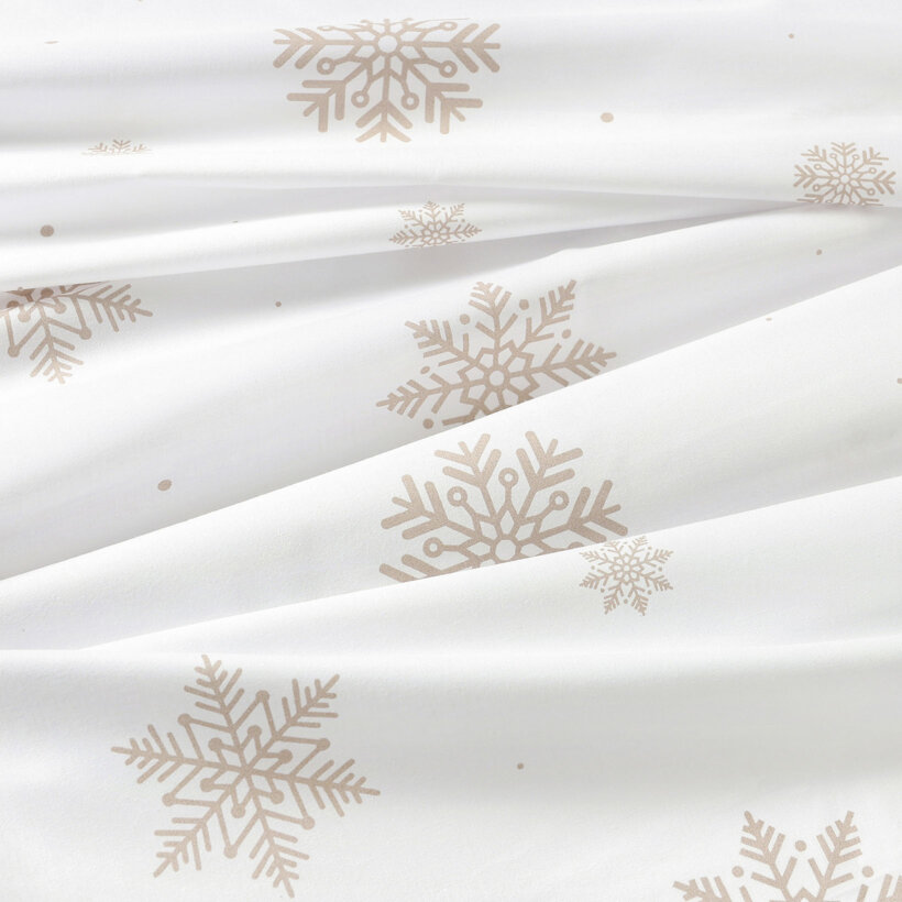 Weihnachtlicher Baumwollstoff - Schneeflocken auf Weiß
