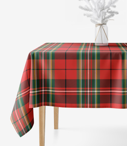 Eckige Tischdecke 100% Baumwolle - rotes Karo