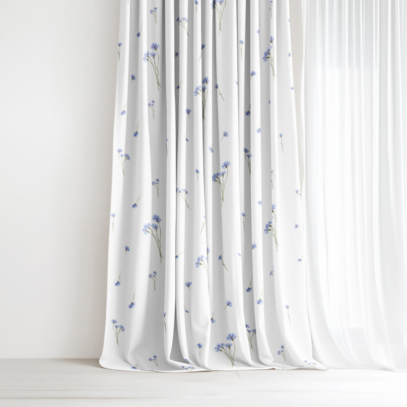 Dekorativer Vorhang – Blaue Kornblumen