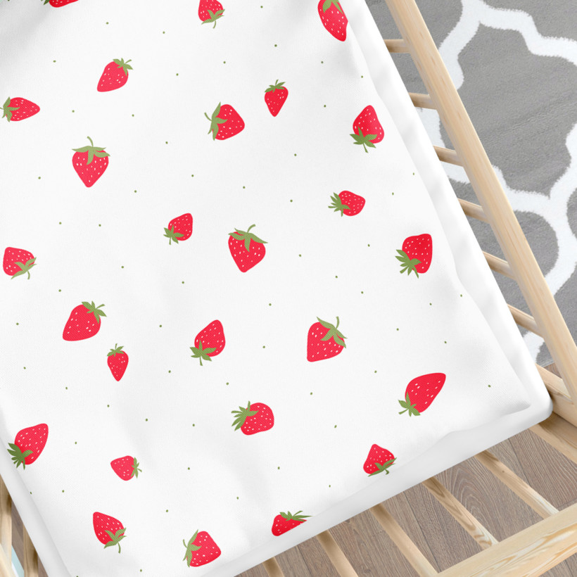 Bettwäsche für Babybetten aus Baumwolle Duo - frische Erdbeeren mit Hellgrün