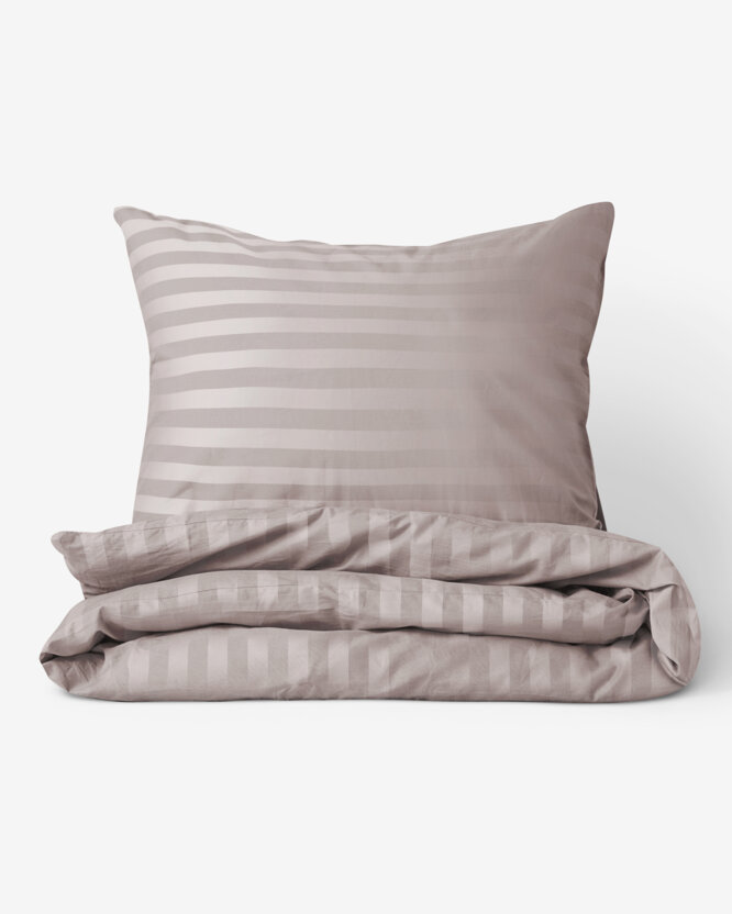 Damast-Bettwäsche - graubraun Streifen mit Satin-Glanz