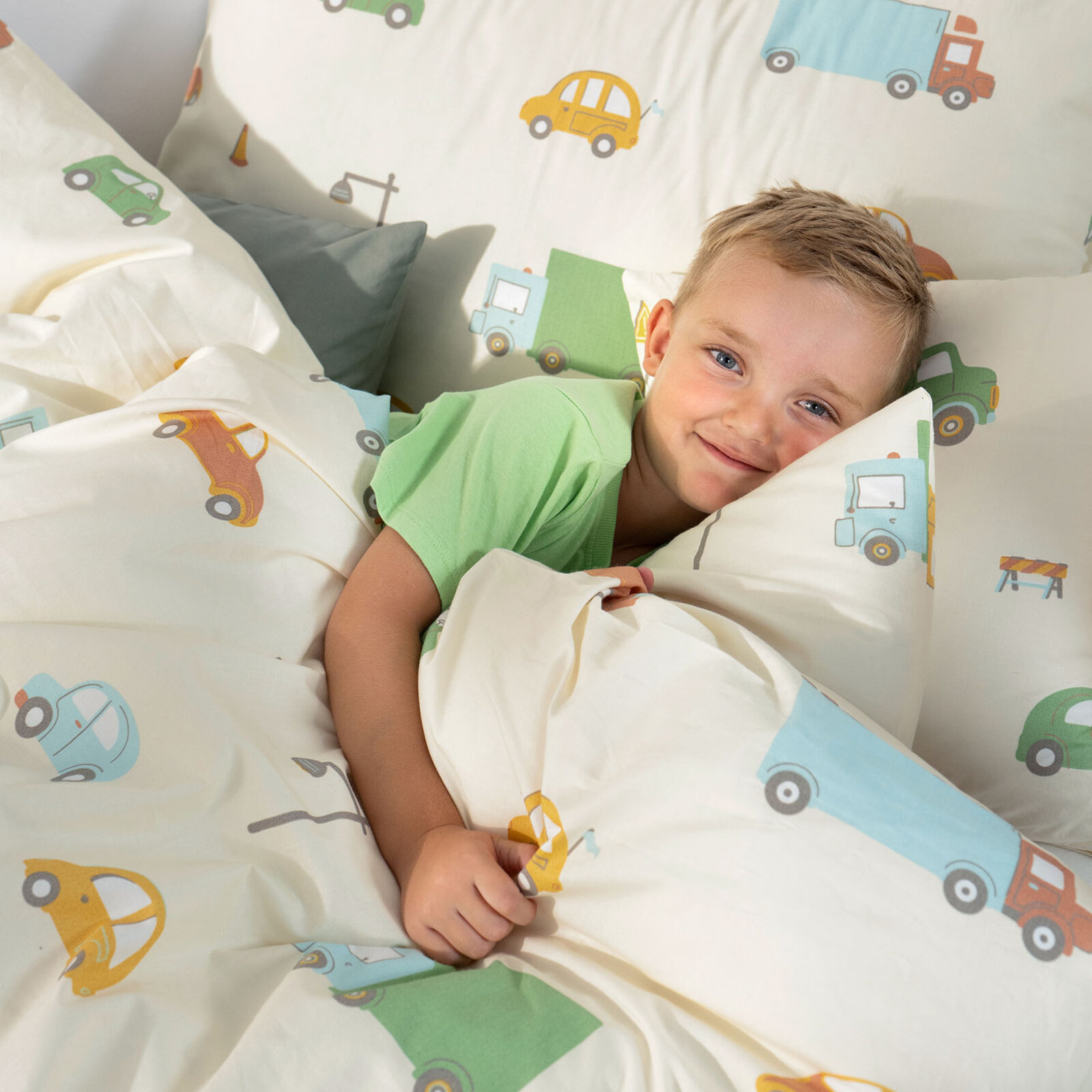 Kinder-Kissenbezug aus Baumwolle - Welt der Autos