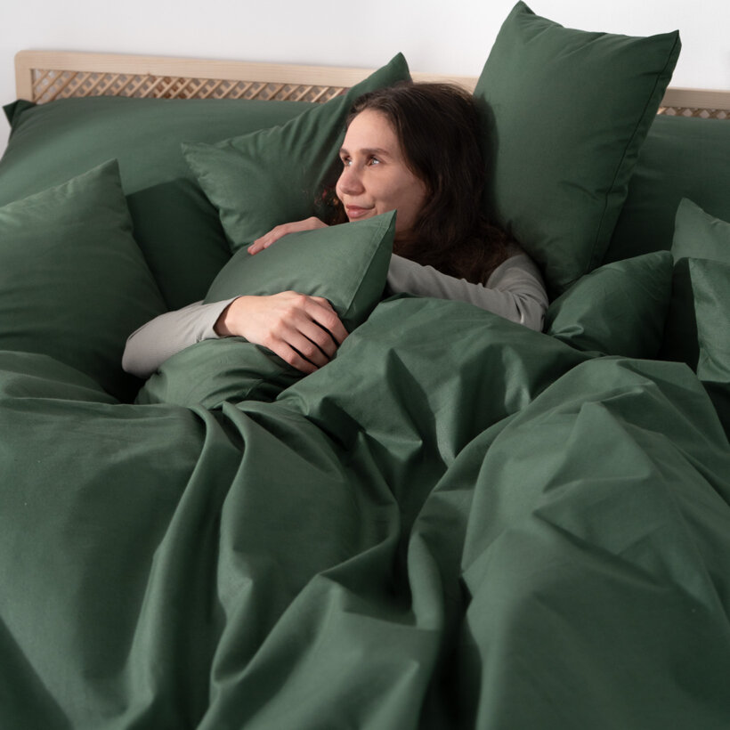 Bettwäsche aus Baumwolle - dunkelgrün