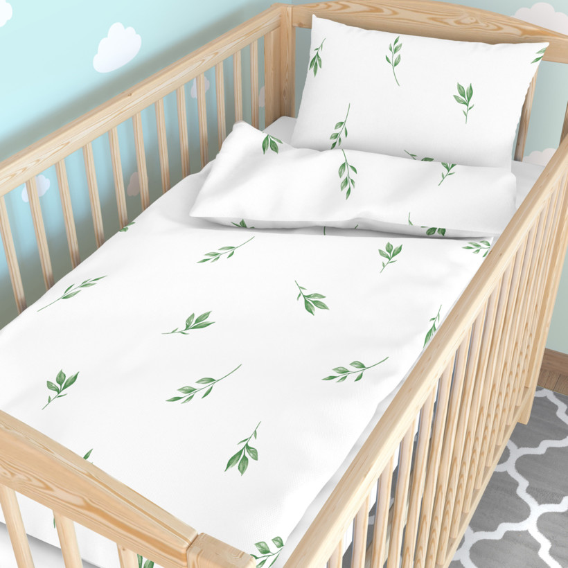 Bettwäsche für Babybetten aus Baumwolle - Olivenblätter