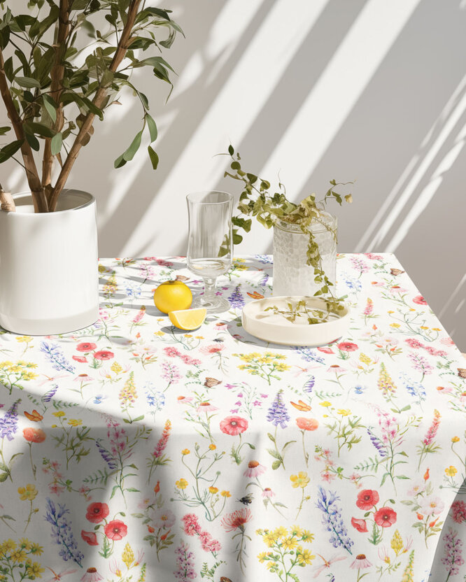 Eckige Tischdecke Valencia - Blühende Wiese