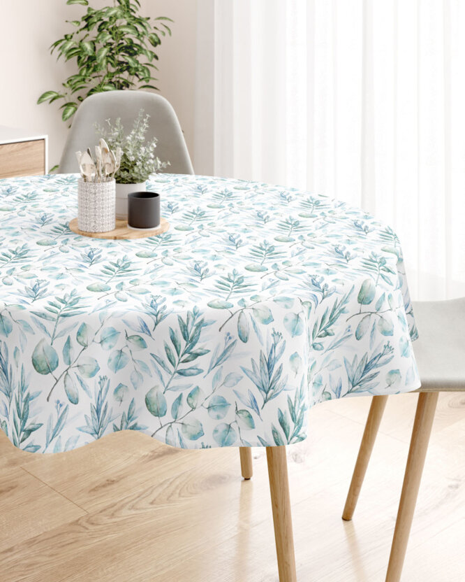 Runde Tischdecke 100% Baumwolle Deluxe - aquarelle Blätter
