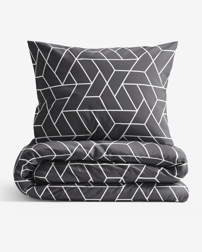 Bettwäsche aus Baumwolle - Mosaik auf Dunkelgrau
