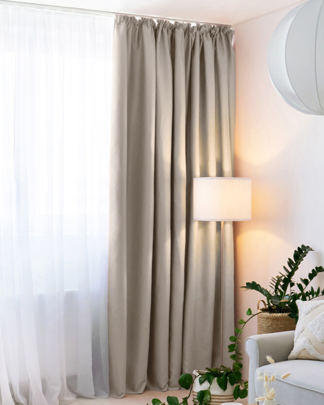 Blackout Verdunkelungsvorhang mit Satin-Glanz - natur
