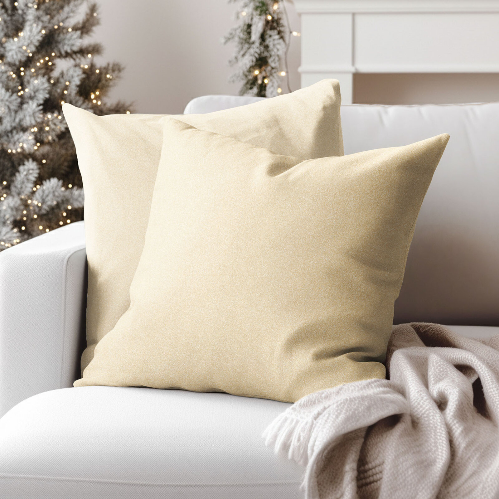 Exklusiver Weihnachts-Kissenbezug - goldfarbe mit Glitzereffekt