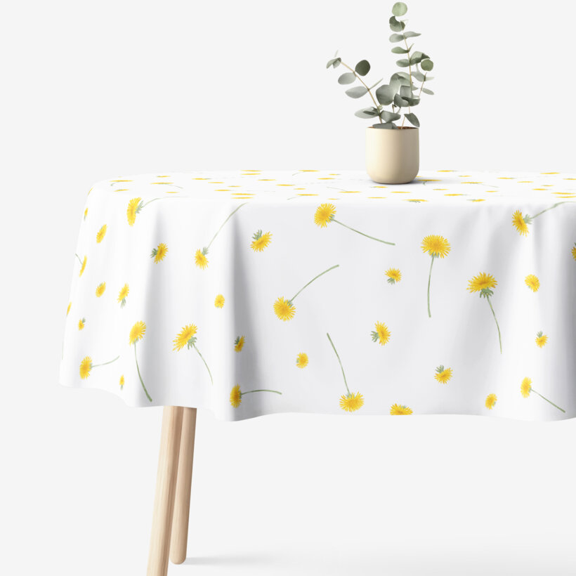 Ovale Tischdecke aus 100% Baumwolle - Löwenzahn