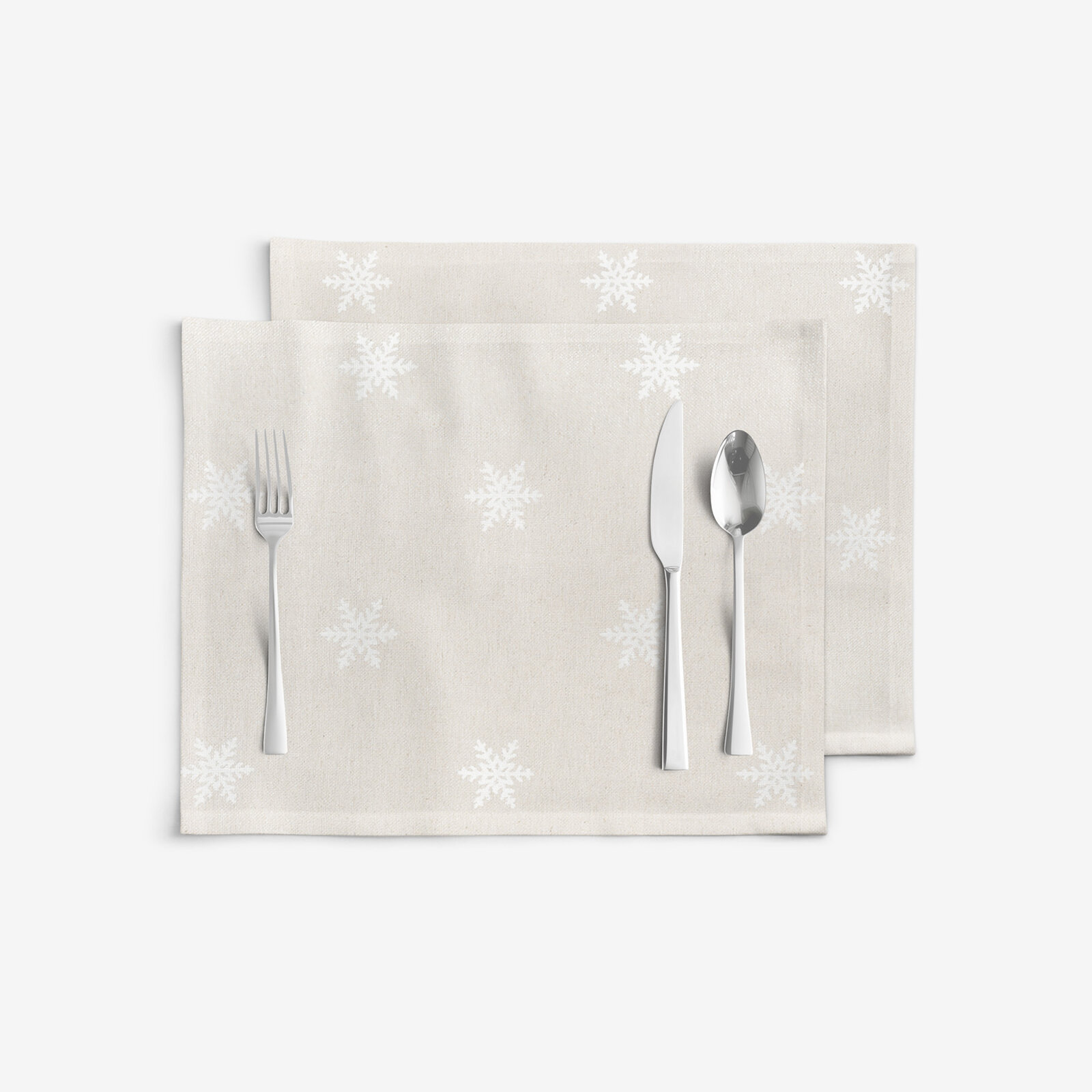 Weihnachtliches Tischset Natura - Schneeflocken auf natürlichem - Set 2 Stücke