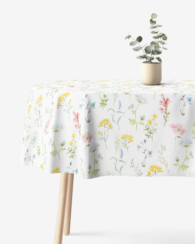 Ovale Tischdecke aus 100% Baumwolle Deluxe - blühender Frühling