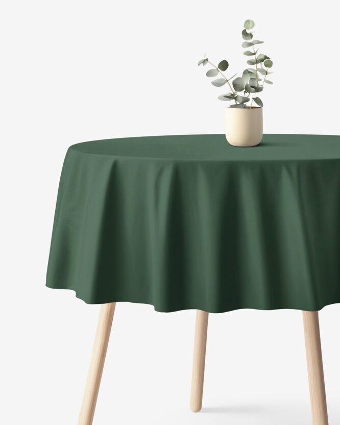 Runde Tischdecke 100% Baumwolle - dunkelgrün