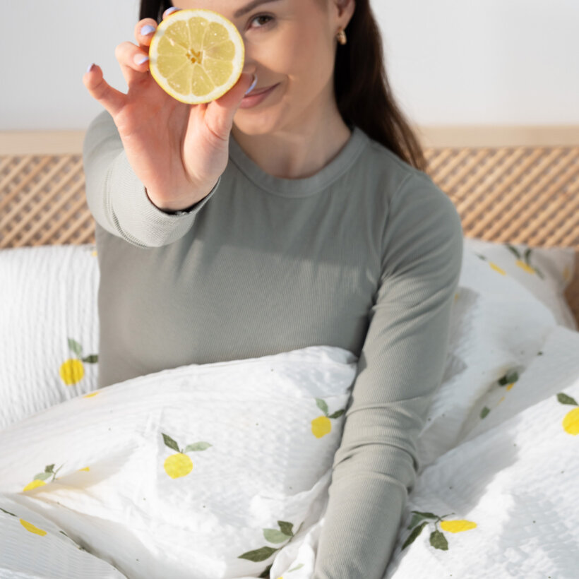 Seersucker Bettwäsche - Zitrone