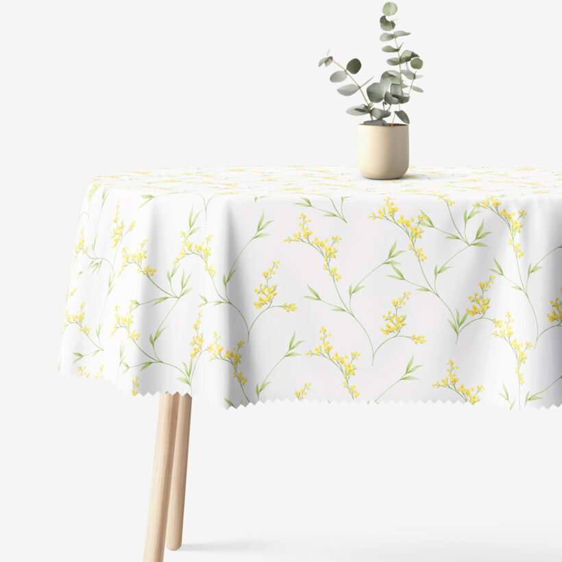 Ovale Tischdecke Teflon - Mimosenblüten