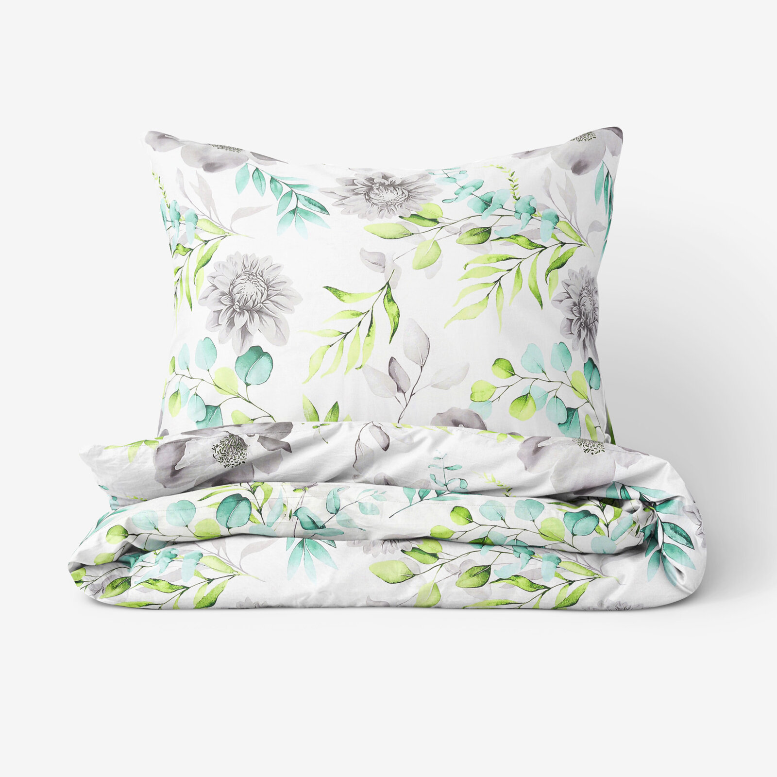 Bettwäsche aus Baumwolle Deluxe - Eukalyptus mit Blumen