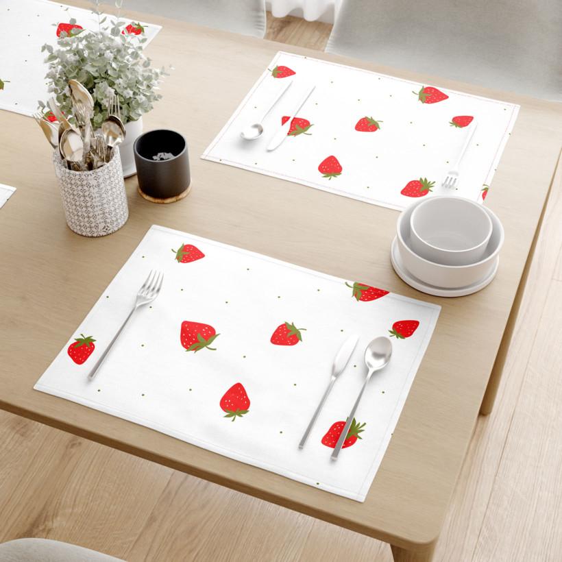Tischset 100% Baumwolle - frische Erdbeeren - 2 Stück