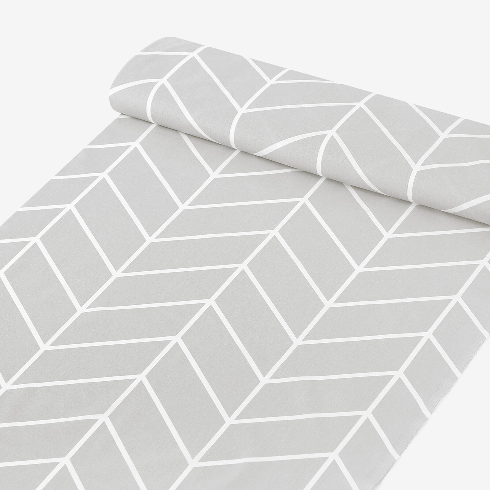 Baumwollstoff - Weißer Zickzack auf Grau