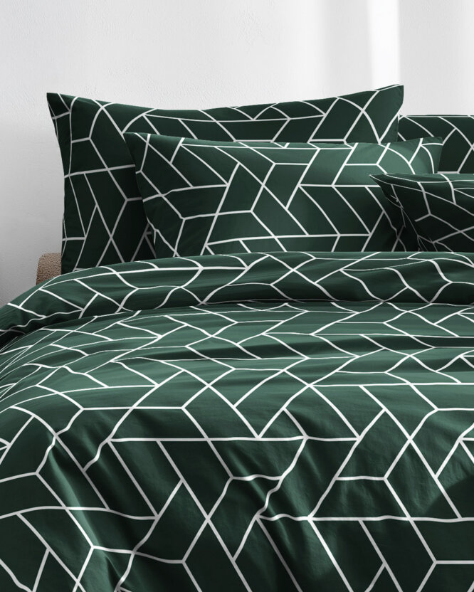 Bettwäsche aus Baumwolle - Mosaik auf Dunkelgrün