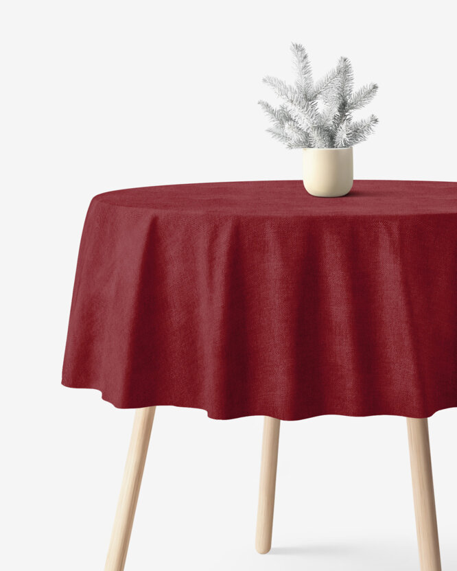 Weihnachtliche runde Tischdecke Malaga - dunkel rot