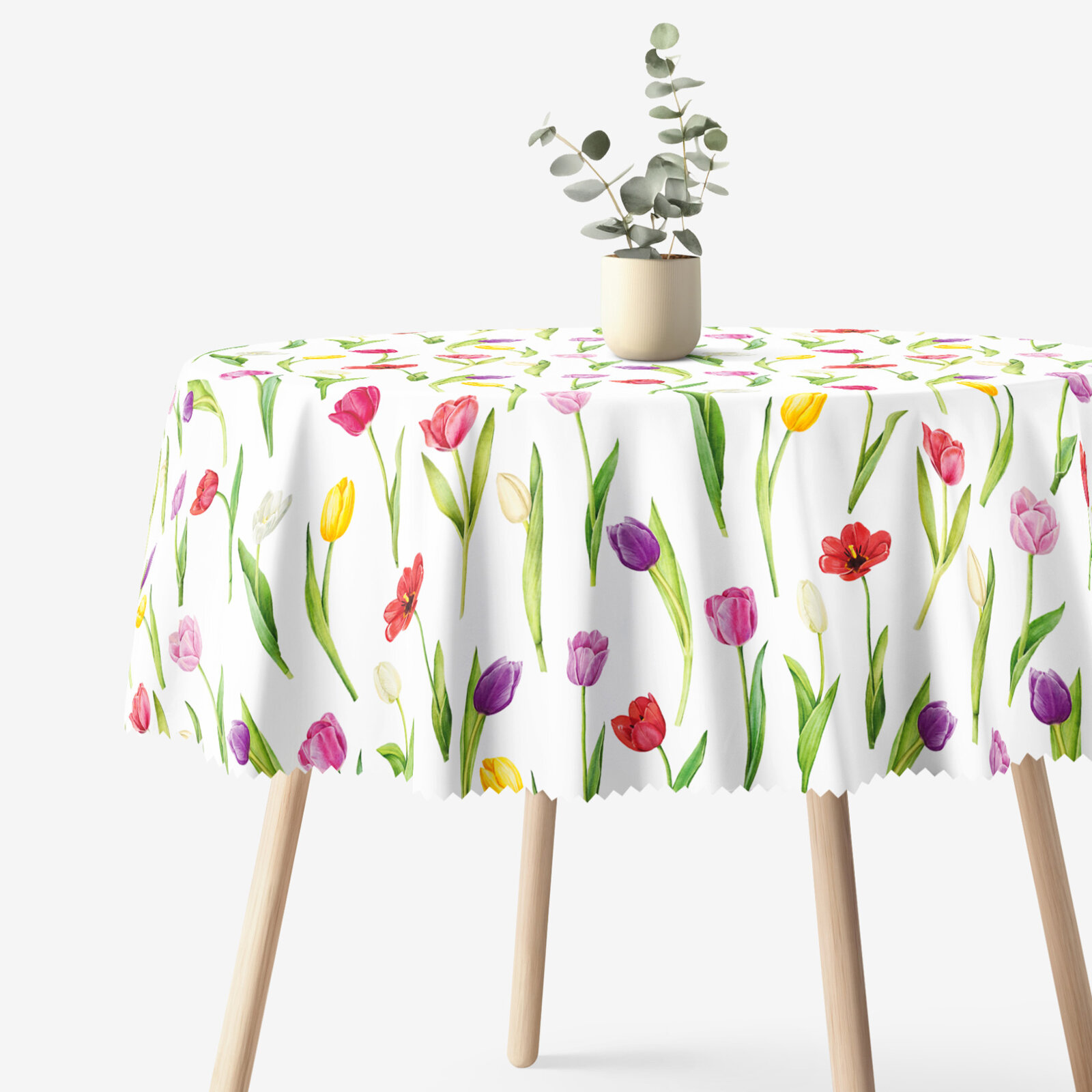 Runde Tischdecke Teflon - Bunte Tulpen