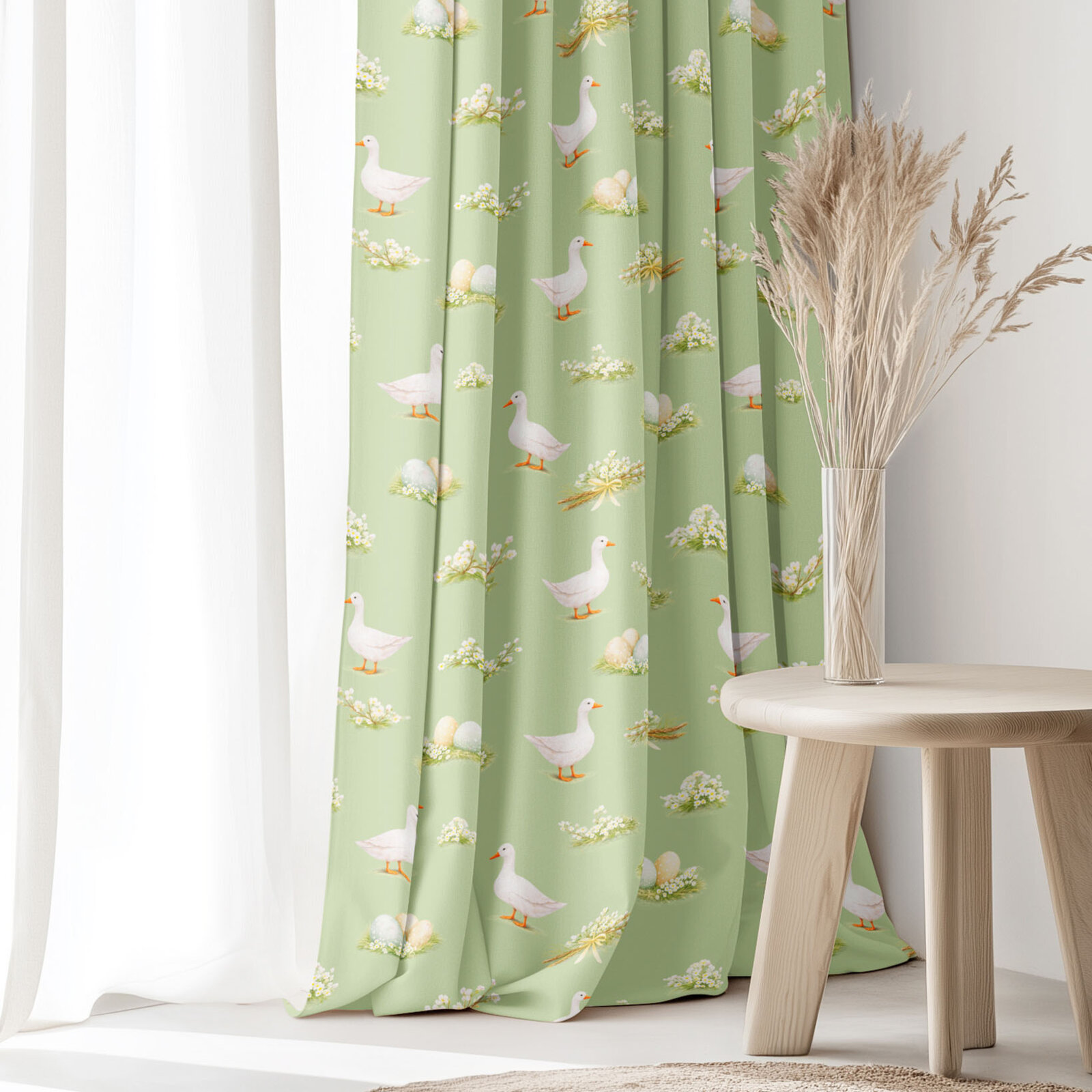 Ostern Dekorativer Vorhang – Gänse und Ostereier