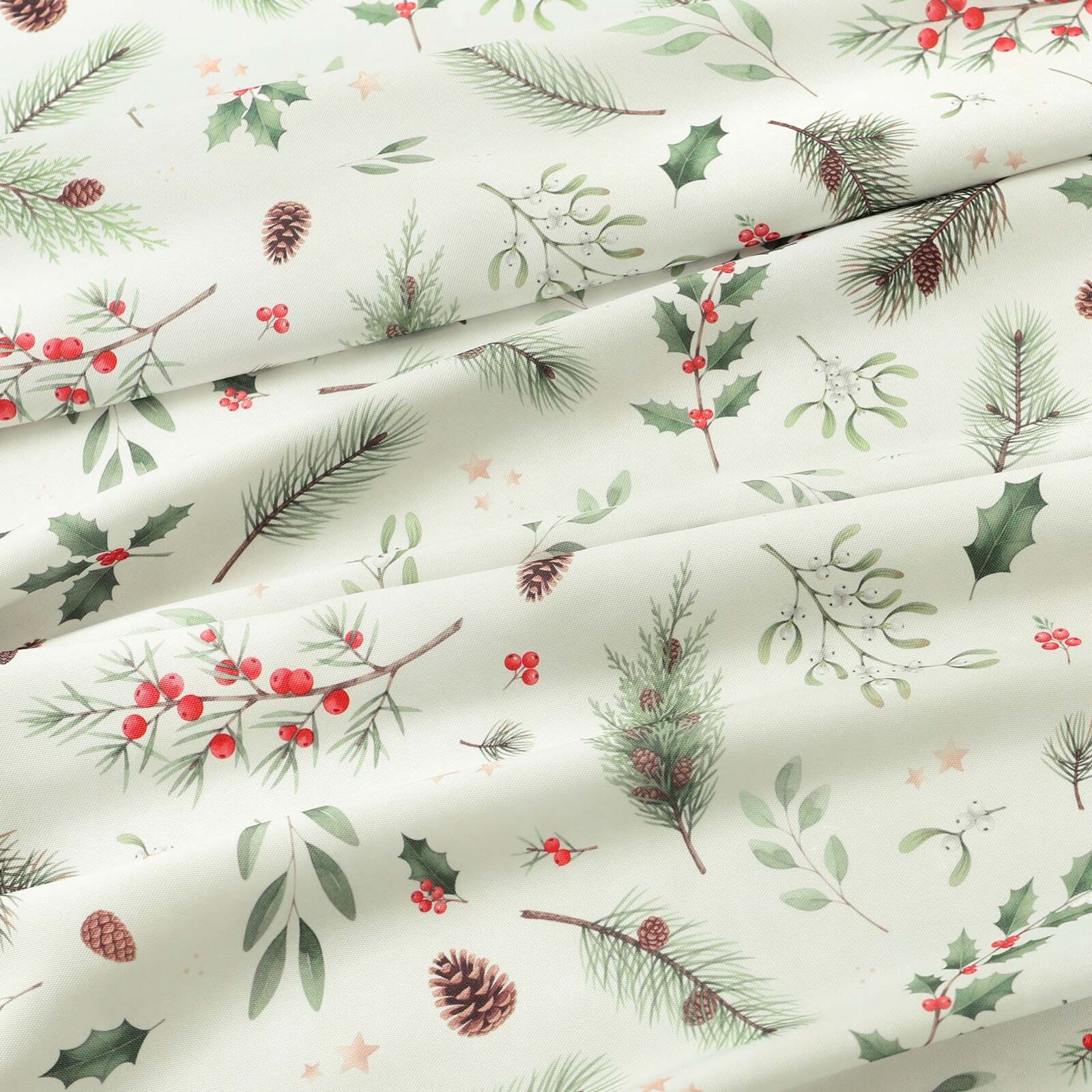 Weihnachtlicher Teflonstoff für Tischdecken – Winterzweige