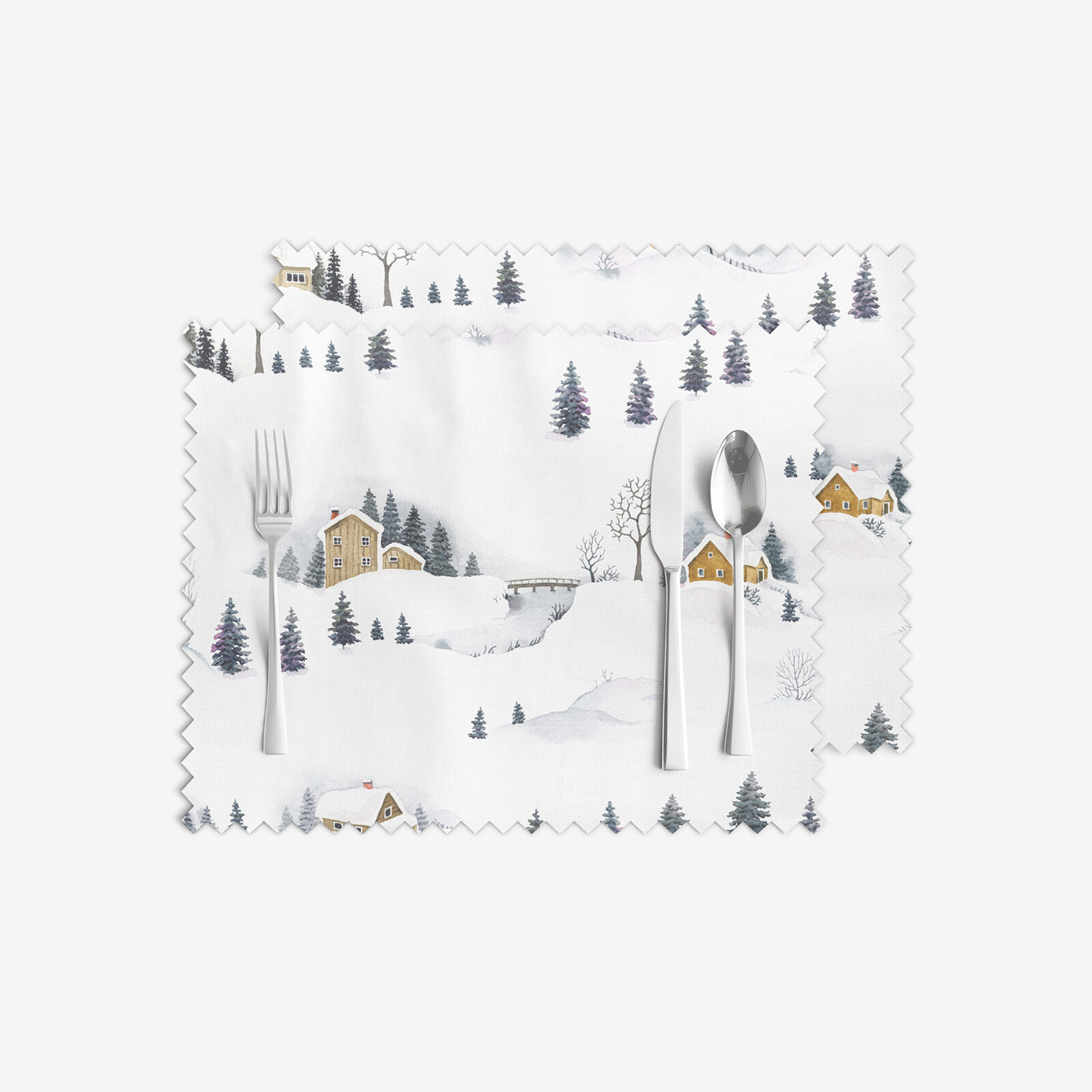 Weihnachtliches Teflon-Tischset - Winterlandschaft - 2 Stück