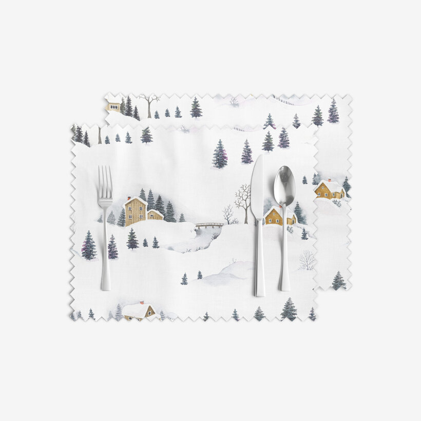 Weihnachtliches Teflon-Tischset - Winterlandschaft - 2 Stück