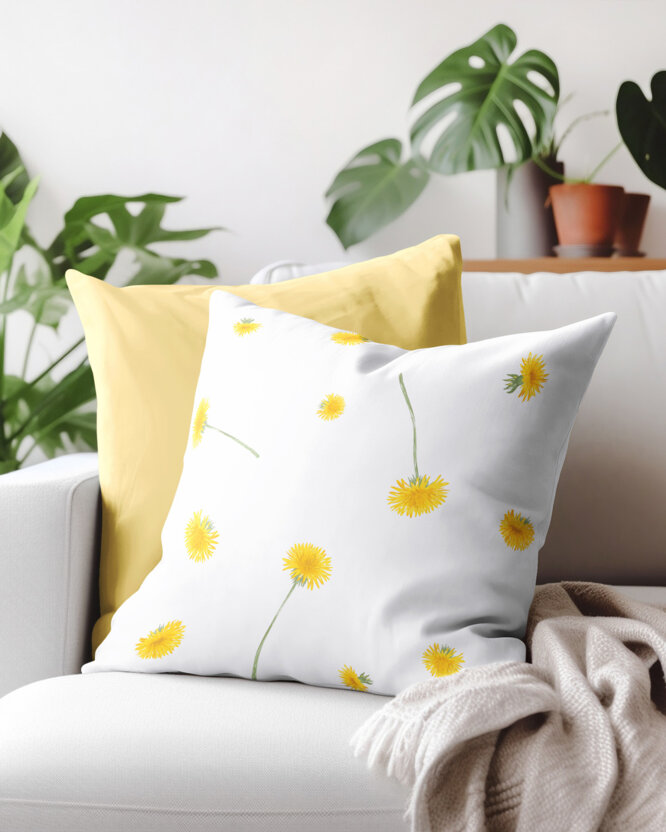 Kissenbezug aus Baumwolle - Löwenzahn